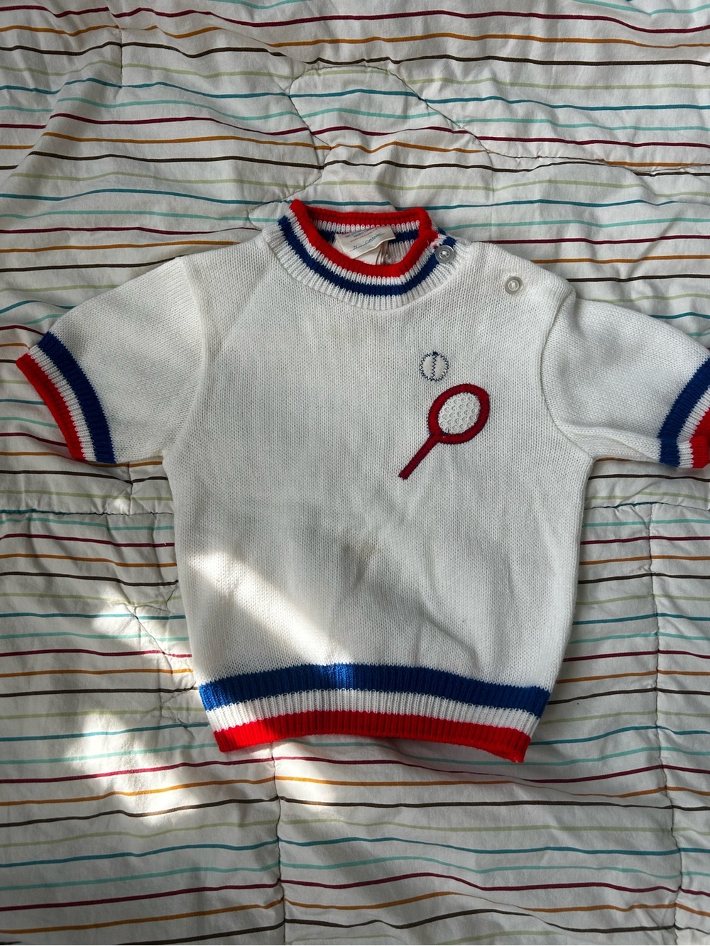 Vintage Baby Tennis Sweater Varsity Style Acrylic Knit